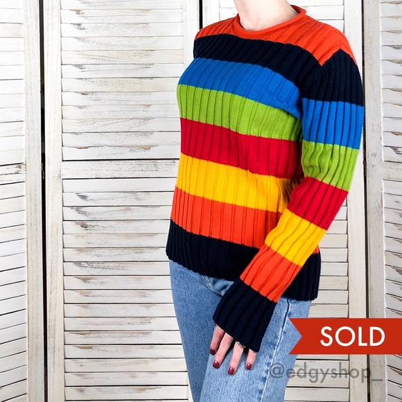 Vintage Sweaters - Jones New York | Vintage Rainbow Striped Sweater